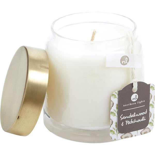 SANDALWOOD & PATCHOULI by Northern Lights (UNISEX) - SCENTED SOY GLASS CANDLE 10 OZ