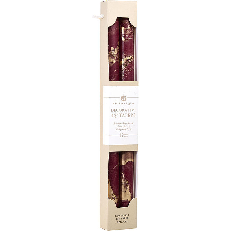 BORDEAUX WITH GOLD by Northern Lights (UNISEX) - 12" DECORATIVE TAPERS (2 PACK)