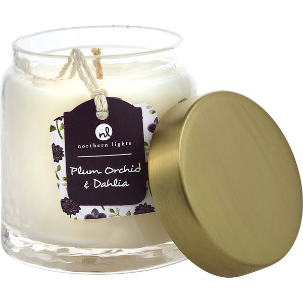 PLUM ORCHID & DAHLIA by Northern Lights (UNISEX) - SCENTED SOY GLASS CANDLE 10 OZ